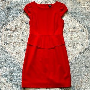 J. Crew Red Peplum Stretch Wool Knee Length Cap Dress 2
